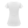 thumbnail image 5 of Babysbule Clearance Womens Summer Top Women's Fashion Tops V Neck Solid Casual Short Ruffled Sleeves Blouse, 5 of 5
