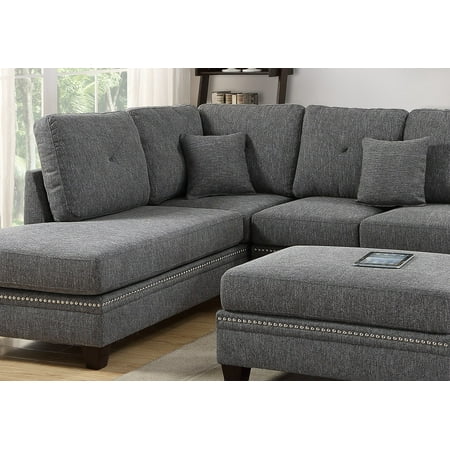 sectional sofa chaise reversible blended ash couch pillows pcs cotton fabric living furniture modern