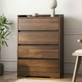 thumbnail image 2 of Yardi Yarda 4 Drawer Dresser, Chest of Drawers Without Handle, 100% Waterproof Wooden Dresser, Modern Cabinet with Sturdy Frame, Brown, 2 of 5