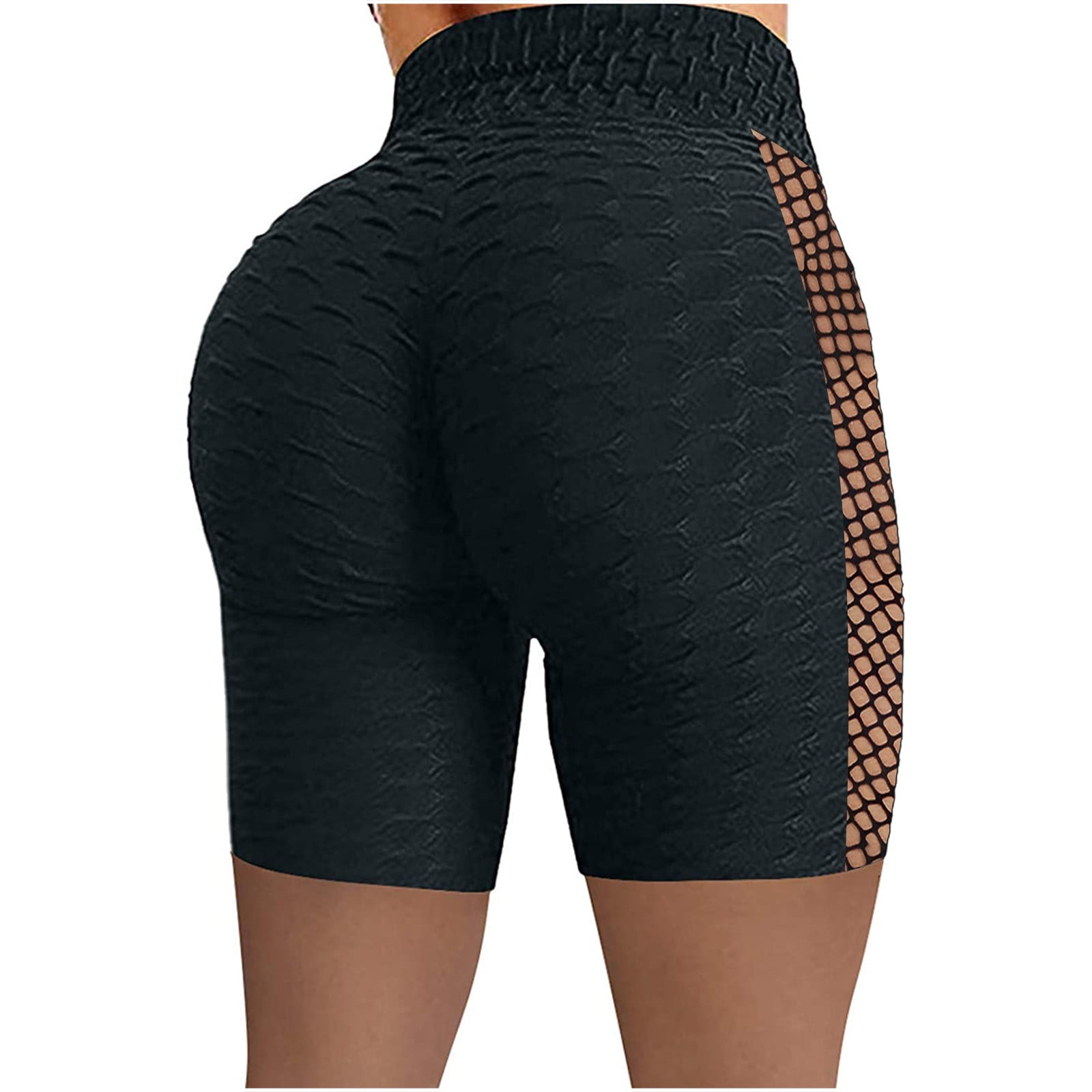Womens Anti-Cellulite Shorts High Waist Yoga Solid Butt Lift Honeycomb Ladies UK 