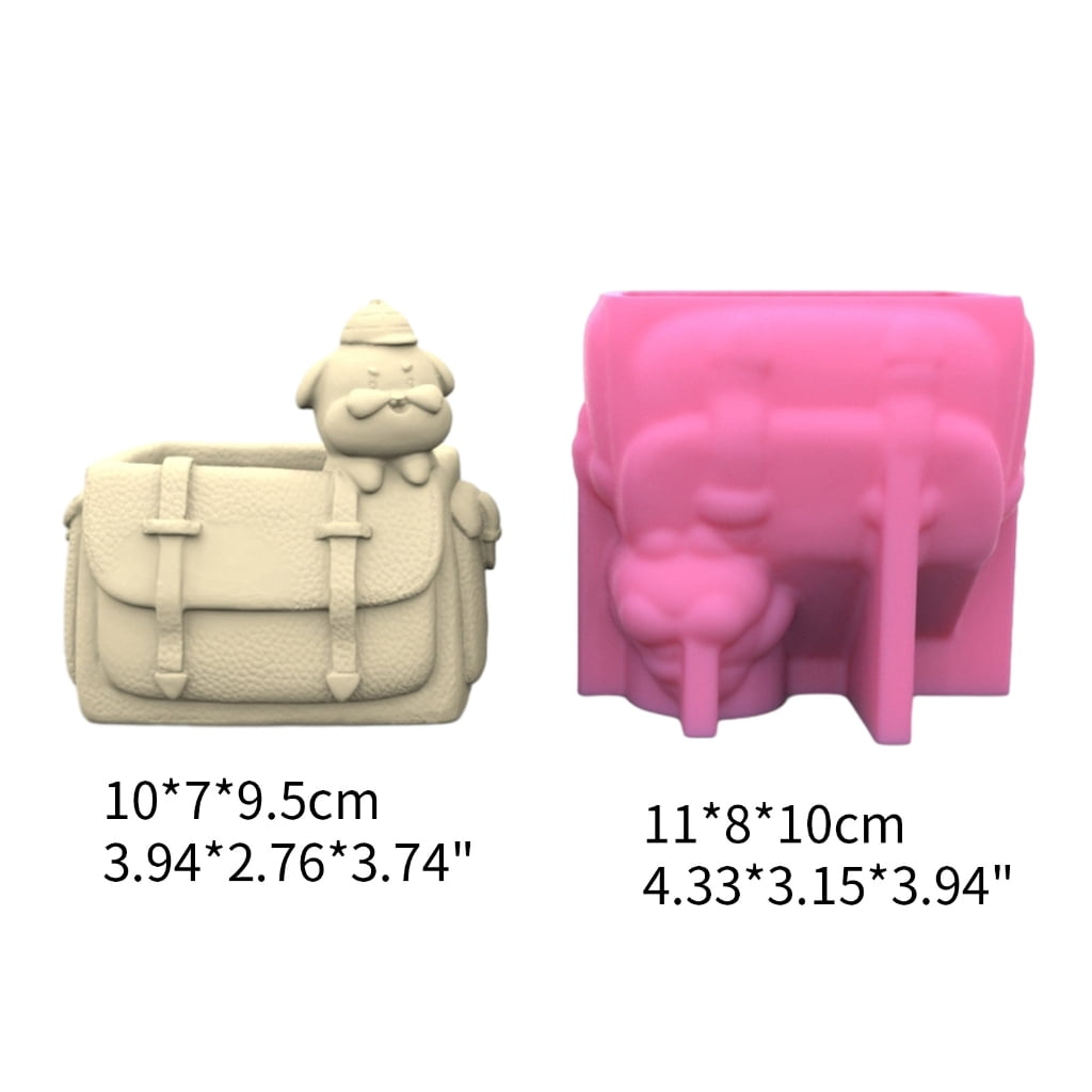 Backpack Dog Mold Flower Resin Mold Home Desktop Decoration Pen Holder Epoxy Mold Decors Plant Flower Backpack Dog Silicone Mold Planter Epoxy Resin Mold Garden Figurines Outdoor