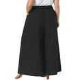 thumbnail image 2 of Agnes Orinda Women's Plus Size Pants Tie Knot Adjustable High Waist Wide Lightweight Leg Palazzo Casual Summer Trousers with Pockets 1X Black, 2 of 5