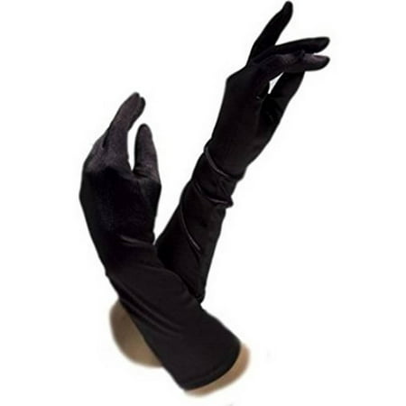 Gravity Threads Satin Opera Gloves Above the Elbow 14.7 inches Black