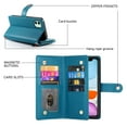 thumbnail image 4 of for iPhone 11 Wallet Case with Crossbody Strap &  Card Holder, Fashion Flip PU Leather Magnetic Clasp Cover for Women Men, Zipper Pocket Purse Phone Case for iPhone 11, Blue, 4 of 10