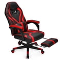 thumbnail image 1 of Giantex Chaise de Jeu, Fauteuil Inclinable Ergonomique avec Coussin Lombaire de Massage, Dossier Réglable, Repose-Pieds et Roulettes, Style Course pour Bureau à Domicile, Rouge, 1 of 8