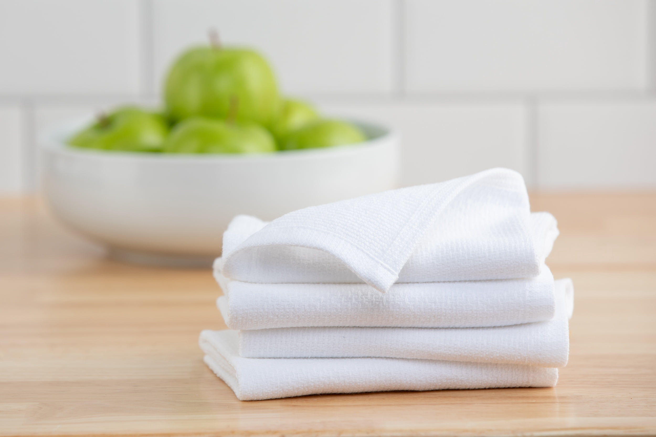 Mainstays 100% Dual-Sided Cotton Dishcloths, 4 Pieces, 12 in x 12 in, White