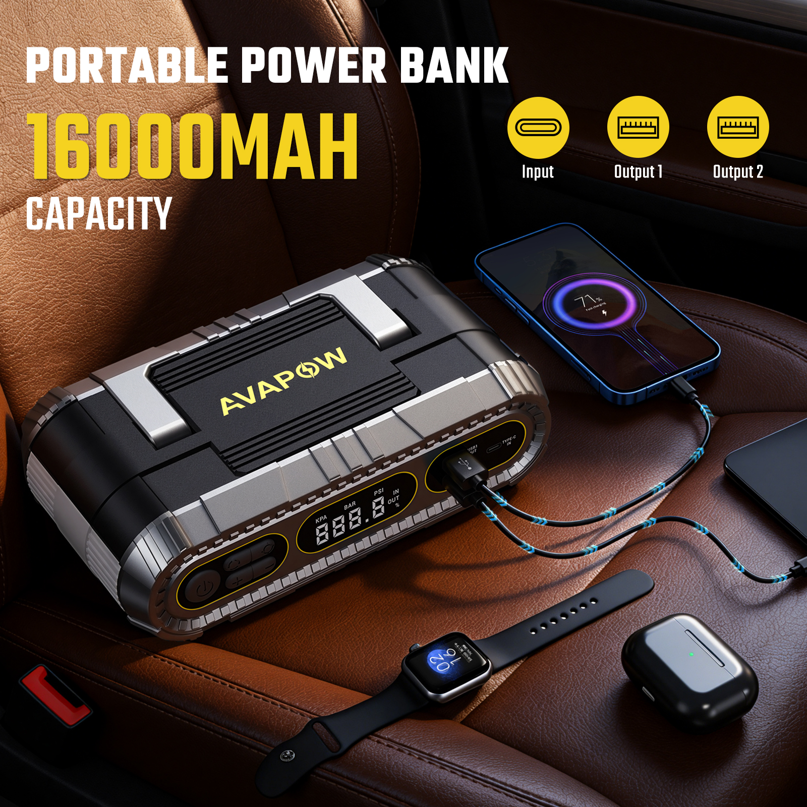 AVAPOW 2000A Jump Starter with 150 PSI Air Compressor photo 8