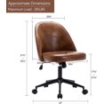 thumbnail image 2 of DUHOME Armless Home Office Chair, Leather Swivel Task Chairs Height Adjustable Desk Chair with Black Metal Base Mid Back，Computer Chair with Wheels for Teens Adults，Yellowishbrown, 2 of 16
