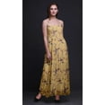 thumbnail image 4 of Bimba Dry Leaves & Goldfinch Bird Print Women Long Maxi Tube Smocked Bodice Dress-X-Large, 4 of 7