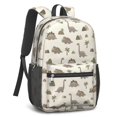 thumbnail image 2 of Light Beige Dinosaurs Landscapes Pattern 17" Waterproof Oxford School Backpacks for Teens, S-Shape Padded Straps, for School, Travel, Hiking, Camping, 2 of 5