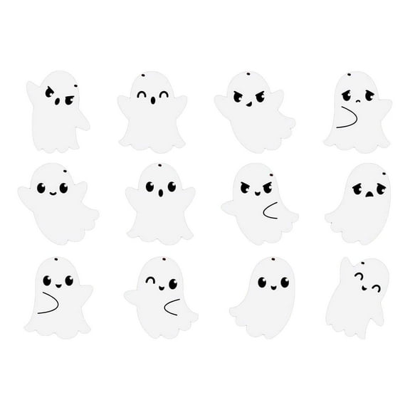 Halloween Decorations Indoor Outdoor - 12X Halloween Ghost Wooden Hanging Decorations - Hanging Ornaments 12 Pcs Halloween Decoration Double Design Halloween Tree Ornaments Cute Ornaments