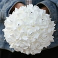 thumbnail image 3 of XmhyTop Ramo de novia de rosas artificiales, ramo de flores moradas para dama de honor con cintas de diamantes, ramos de flores falsas para bodas, compromisos, iglesias, 3 of 5