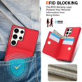 thumbnail image 4 of ELEHOLD Case for Samsung Galaxy S23 Ultra,Business PU Leather Stand Case with Card Holder & Ring Holder,Red, 4 of 7