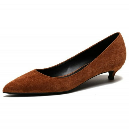 

YCNYCHCHY Spring Summer Red Party Wedding Pumps 3cm Heels Grey Blue Pink Black Low Heel Women Office Comfort Evening Suede Shoes