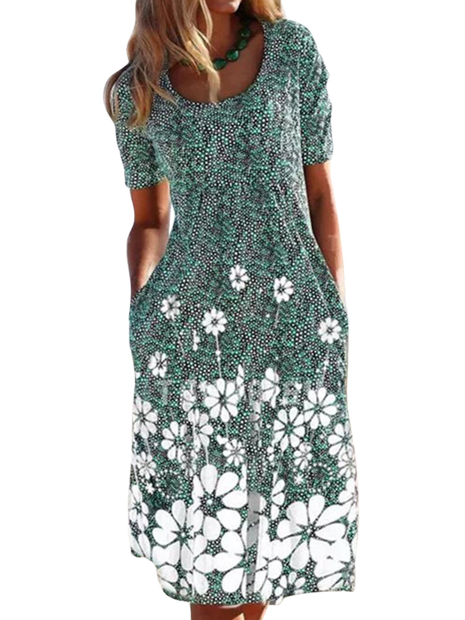 Capreze Summer Dress for Women Casual Floral Boho Beach Sundress Short