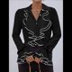 thumbnail image 4 of Camisa Informal con Mangas Acampanadas y Volantes de Color Liso para Mujer, y Otoño 2025 Negro S, 4 of 6