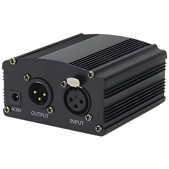 48V Phantom Power Supply for Microphones, USB Powered, XLR Input/Output, Noise Reduction, Gain Stabilizer, Portable Design for Clear Audio Performance