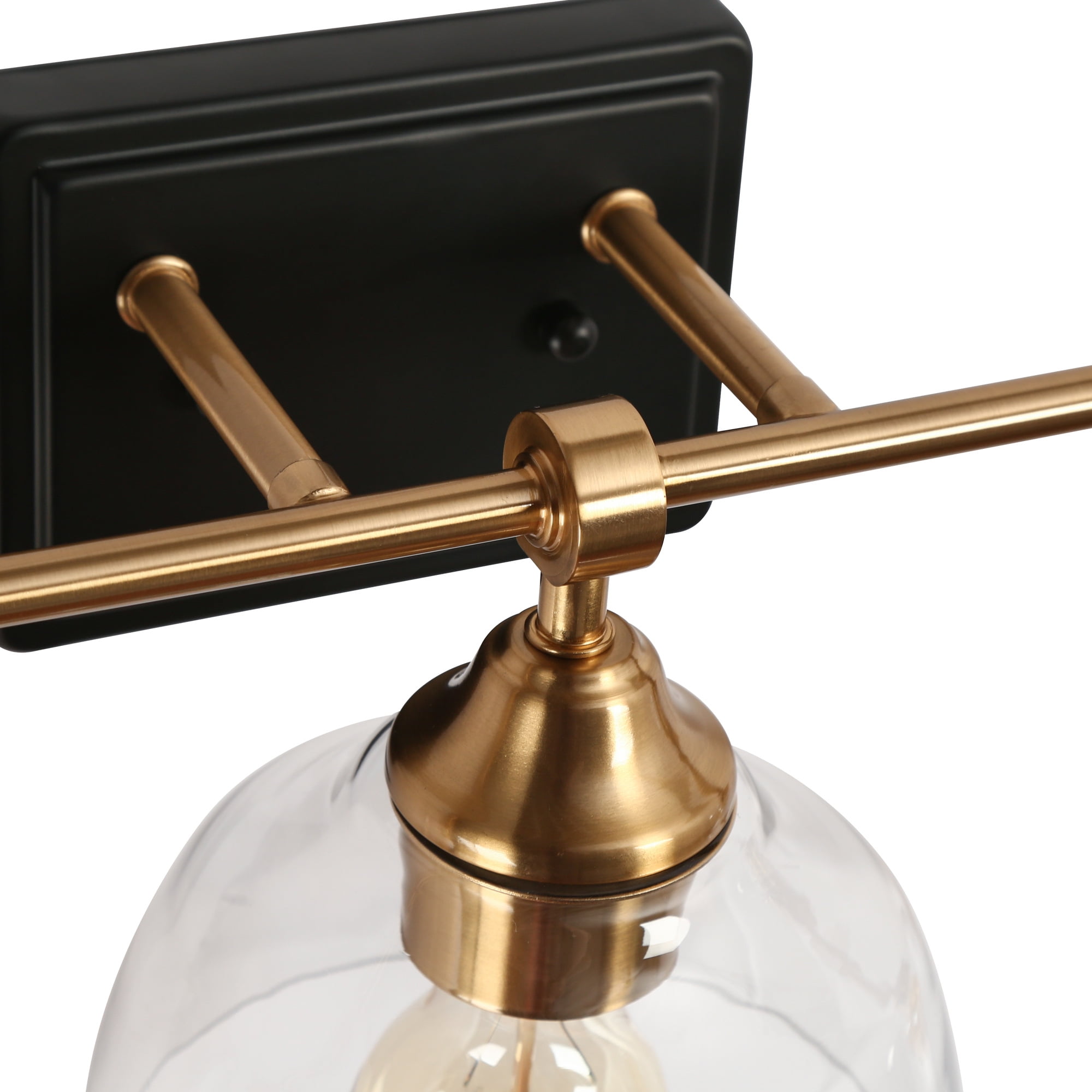 LNC 3-Light Bathroom Vanity Light in Matte Black and Gold with Clear Glass Dome Shades