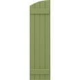 thumbnail image 5 of Ekena Millwork 14"W x 74"H Americraft Four Board (2 Batten) Exterior Real Wood Joined Board-n-Batten Shutters w/ Elliptical Top (Per Pair), Moss Green, 5 of 10