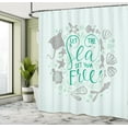thumbnail image 4 of Ambesonne Nautical Shower Curtain, Letterings Shellfish Print, 69"Wx70"L, Dark Seafoam, 4 of 4