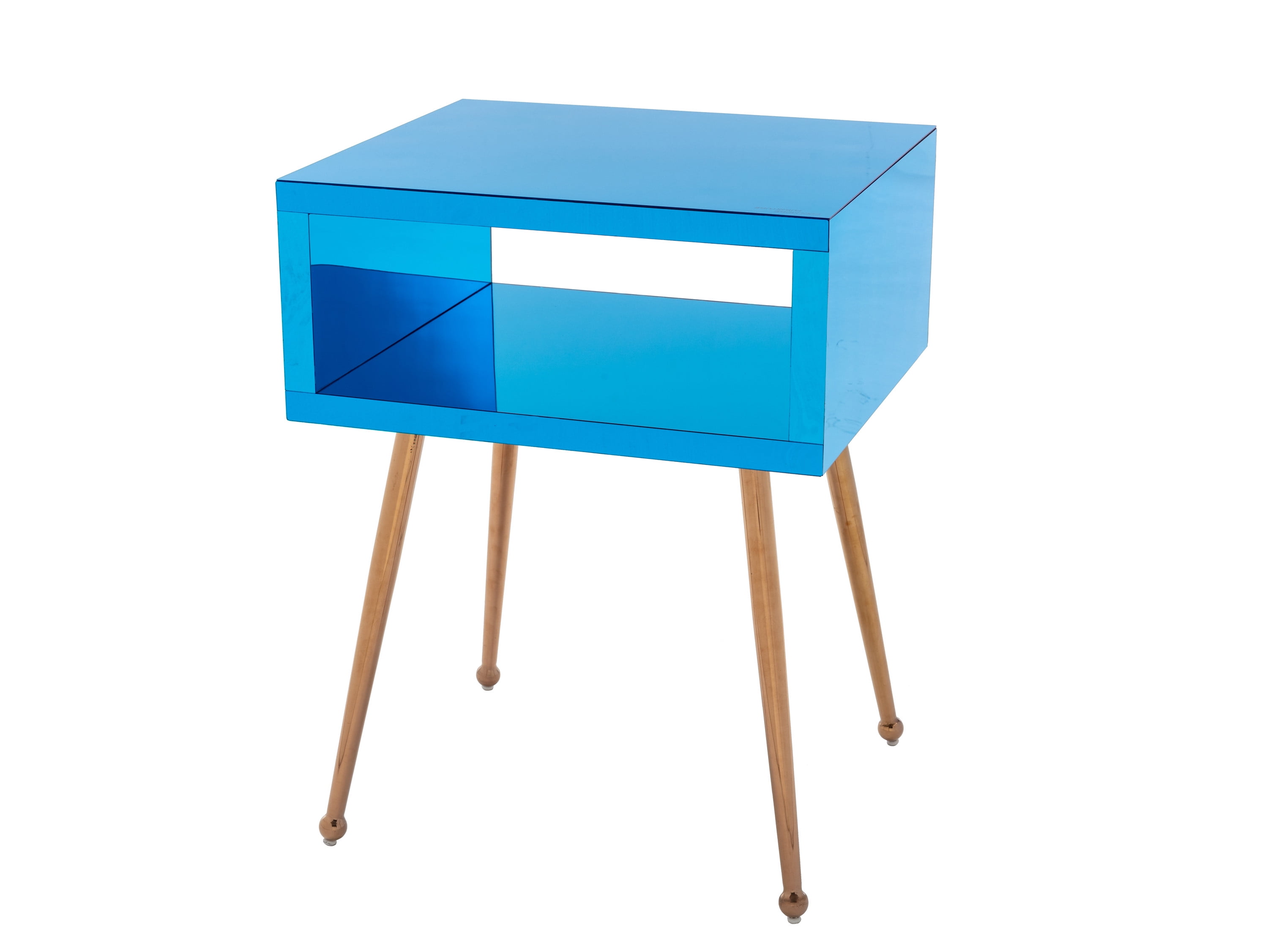 Modern Acrylic Mirror End Table, Accent Mirrored End Table with Drawer