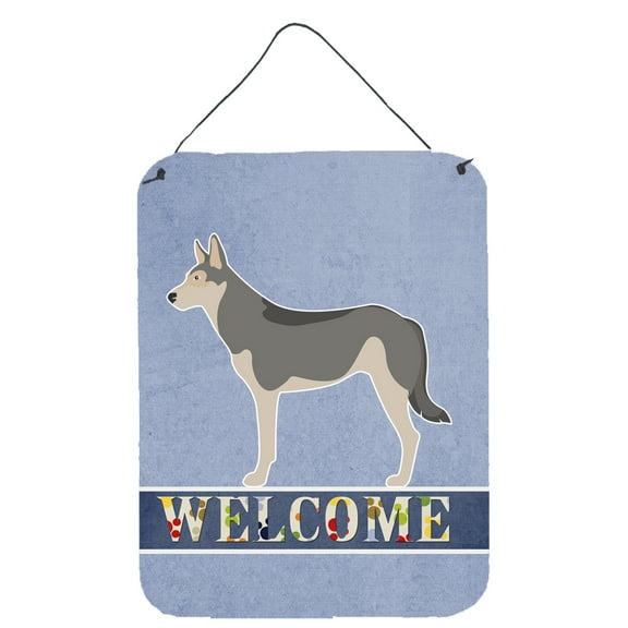 Saarloos Wolfdog Welcome Wall or Door Hanging Prints Blue
