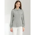 thumbnail image 3 of DARING DIVA Women's Peter Pan Collar Long Sleeve Work Office Shirt XS Gray, 3 of 6