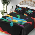 thumbnail image 3 of Ambesonne Emoji Fitted & Top Sheet Set with Sham, Soccer Colorful Stars Pattern, Black and Multicolor, 3 of 5