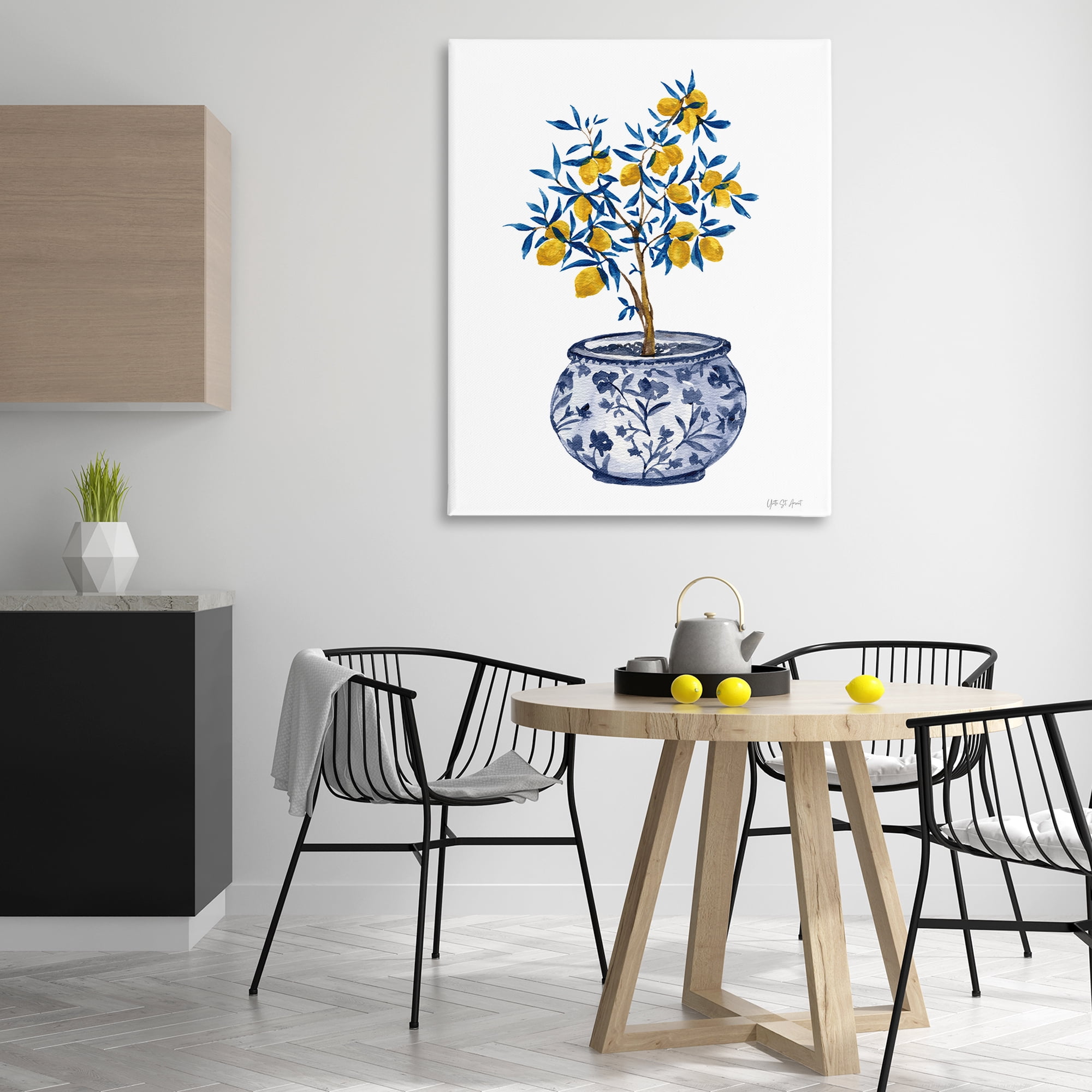 Stupell Industries Lemon Tree in Chinoiserie Food & Beverage Painting Gallery Wrapped Canvas Art Print Wall Art, 36 x 48