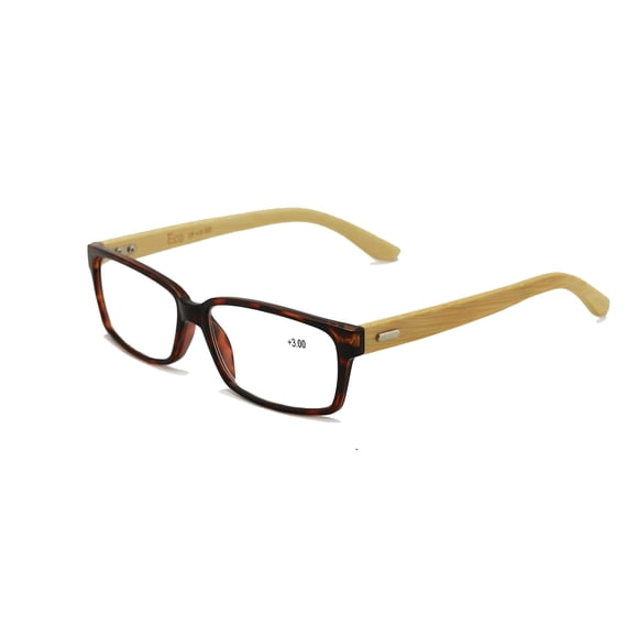 Vision World Lunettes de Lecture Rectangulaires en Bambou Véritable pour Hommes et Femmes (Tortue, 2 x)