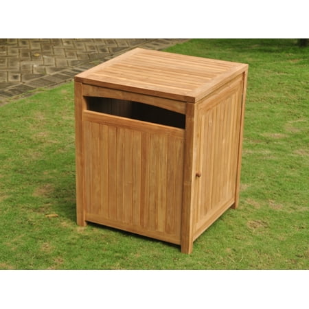 - WholesaleTeak Outdoor Patio Grade-A Teak Wood Waste Trash Can Box Utility Receptacle With Ashtray #WMAXTB