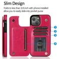 thumbnail image 2 of For iPhone 13 Wallet Case with Card Holder, Premium PU Leather Kickstand Credit Card Slots Case,[RFID Blocking] Double Magnetic Clasp Back Flip Durable Shockproof Cover, Rose, 2 of 10