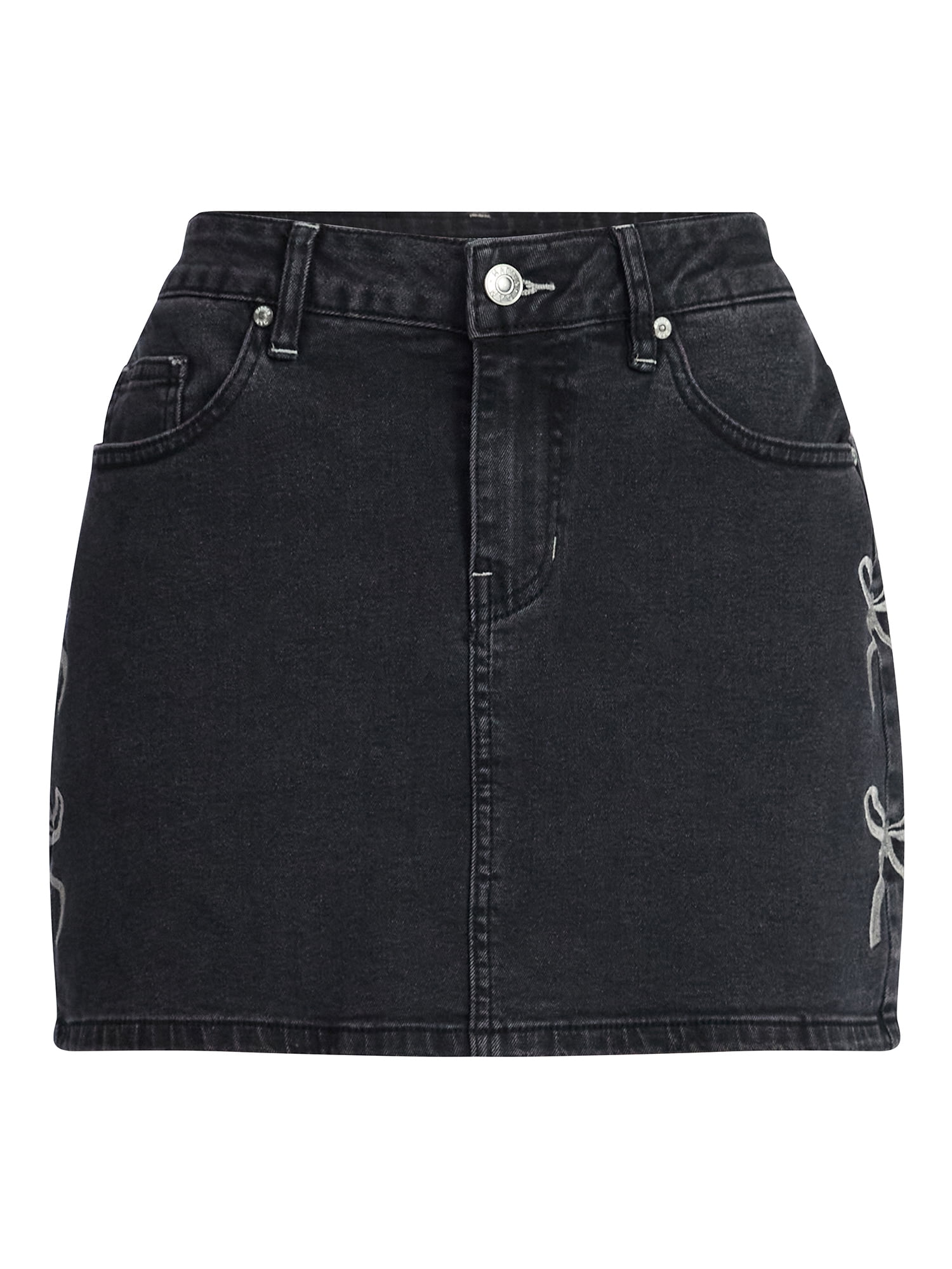 Madden NYC Women's Embroidered Bow Denim Skirt, Sizes XXS-XXL
