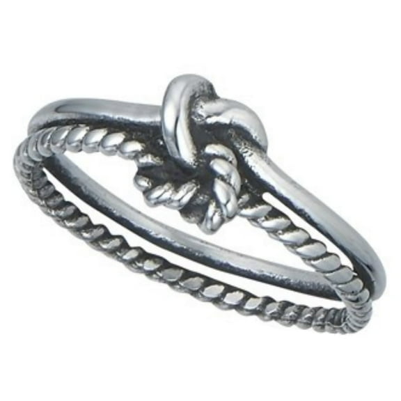 Nautical Sailor Knot Ring Womens Silver Stainless Steel Promise Band