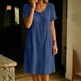 thumbnail image 6 of Horkkom T Shirt Dress Women Solid Color Short Sleeve Crew Neck Midi Dresses Summer Loose Casual Dresses, S-3XL, 6 of 8
