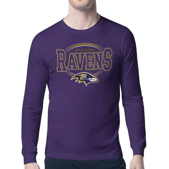 Men's Starter Purple Baltimore Ravens Team Track Graphic Long Sleeve T-Shirt