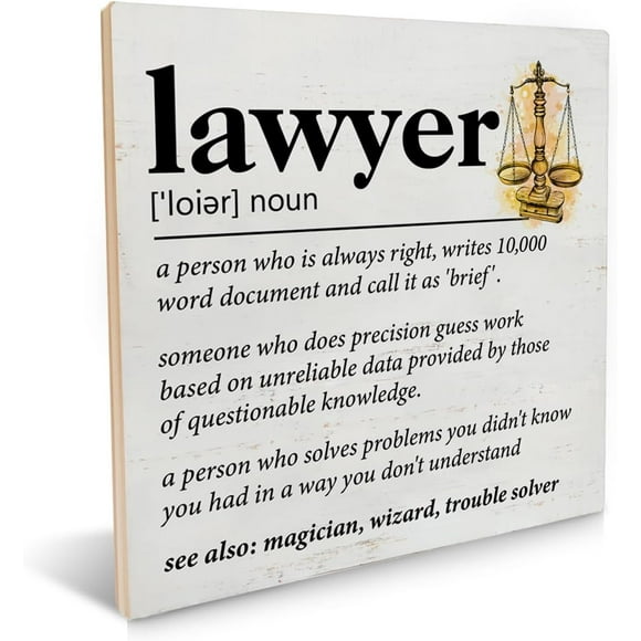 Lawyer Gifts for Women Wen Law Student, Lawyer Wood Signs Plaque Keepsake Home Office Desk Decor for Birthday Christmas Graduation 5x5 Inch