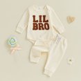 thumbnail image 5 of mgoYE Baby Boy Clothes Little Brother Ribbed Long Sleeve Romper Pants Set 0 3 6 9 12 18 Months 2Pcs Cute Infant Fall Winter Clothes, 5 of 8