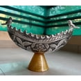 thumbnail image 2 of german silver Parrot resting on sides golden yellow resin stand oval bowl for home décor/ fruits/ gift item, 2 of 3