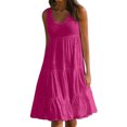 thumbnail image 2 of Robe Femme Col Rond Robe à Bretelles Robe Femme Robe Femme Fille Sans Manches Vêtements de Plage, Rose Rouge, TTG, 2 of 4