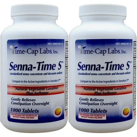 Senna-S Generic for Senokot-S Natural Vegetable Laxative Plus Stool Softener 1000 Tablets PACK of (Best Time To Take Laxative For Weight Loss)