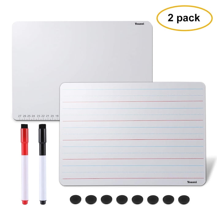 Yoassi Dry Wipe Whiteboard, Kids Learning Lapboard A4 Large with 2