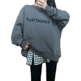 thumbnail image 2 of KOMOO Women Hoodie Bottoming Skirt High Waist Fake Lower Sweep Skirt Side Spilt Hem Casual Skirt, 2 of 6