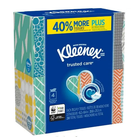 Kleenex Trusted Care 4-Pack Facial Tissue (70-Count), HDP