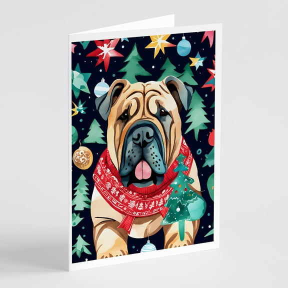 Shar Pei Christmas Greeting Cards Pack of 8 7 in x 5 in
