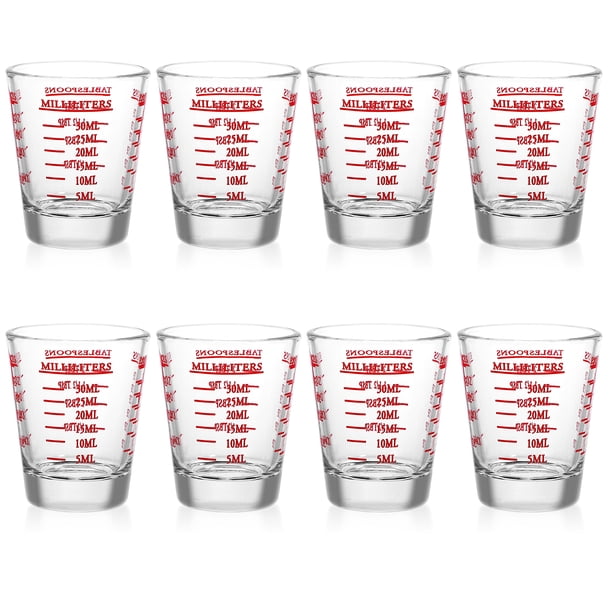 8 tazas medidoras, vasos para espresso, vasos de vidrio transparente graduado, vasos medidores pequeños, tazas de onzas, tazas medidoras para hornear de 30 ml
