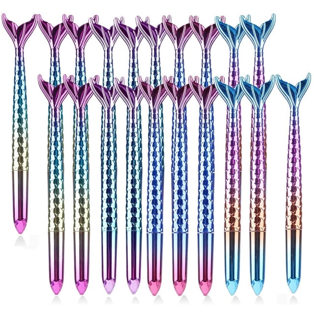 20Pcs Pack Creative Cute Mermaid Gel Pens Ink Refill Fish Animal Fun Cool Journaling no Bleed Rainbow Desk Accessory School Office Supply Kawaii Christmas Teen Girl Kids Teen Nice Pen,Colorful