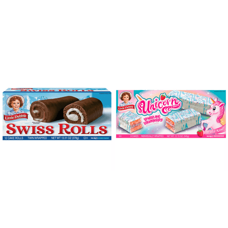 Little Debbie Swiss Rolls, Twin Wrapped, 12 ct&Little Debbie Unicorn Cakes, 8 ct
