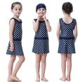 thumbnail image 3 of Flmtop Kids Girl Dots Sleeveless Mini Dress Shorts Cap Muslim Swimsuit Swimwear Set, 3 of 10