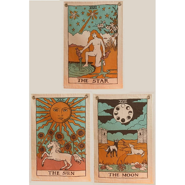 The Sun Moon and Star Tarot Tapestries Aesthetic Bohemian Wall
